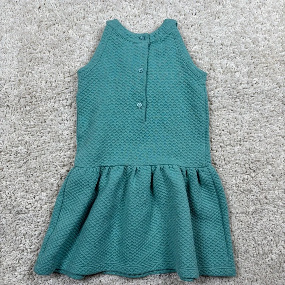 Janie and Jack Girls Teal Green Quilted Ruffle‎ Bib Sleeveless Dress Size 3